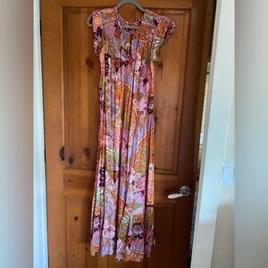 Anthropologie Colorful Smocked Blouse